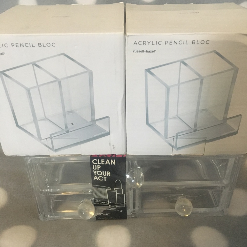3 acrylic makeup organizers